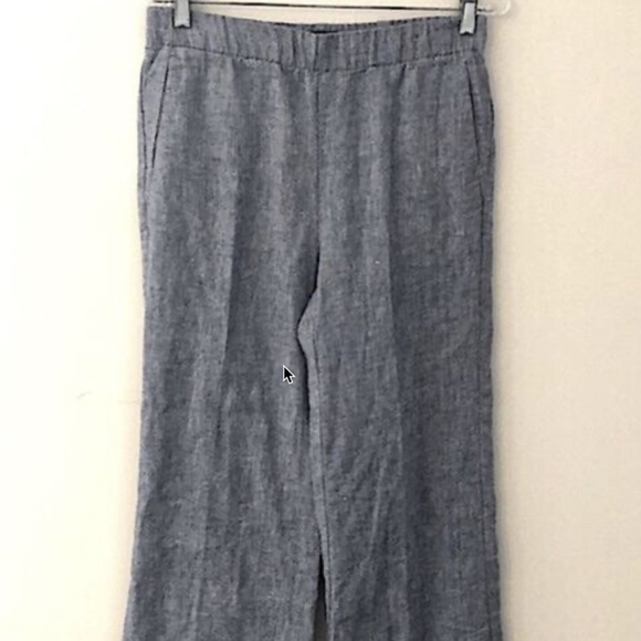 Land’s End chambray linen blend blue pull on elastic waist pants pockets SZ 6 - Picture 1 of 10